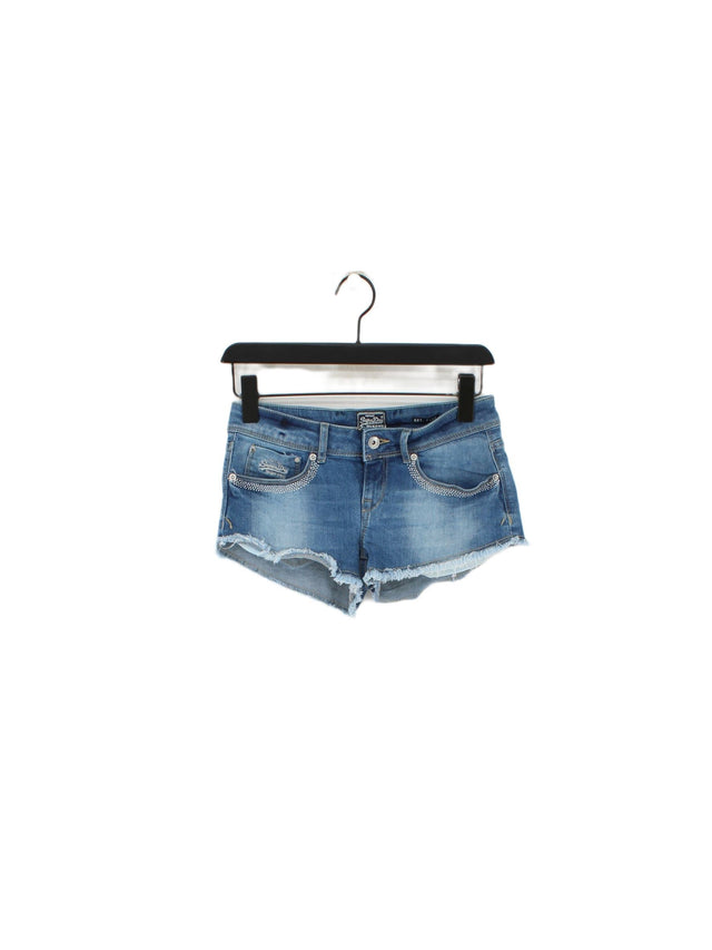 Superdry Women's Shorts W 15 in Blue Cotton with Elastane