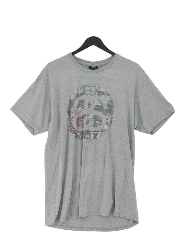 Stussy Men's T-Shirt L Grey Cotton with Polyester