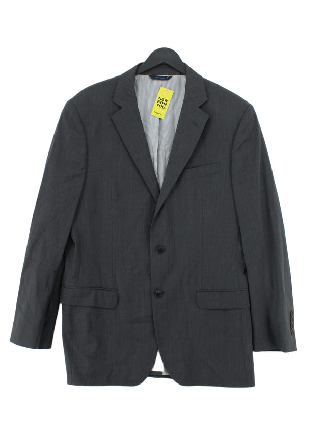 Brooks Brothers Men's Blazer Chest: 40 in Grey Wool with Elastane, Polyester