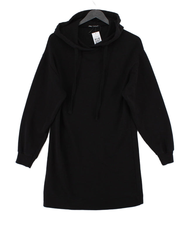Zara Women's Hoodie S Black Cotton with Polyester