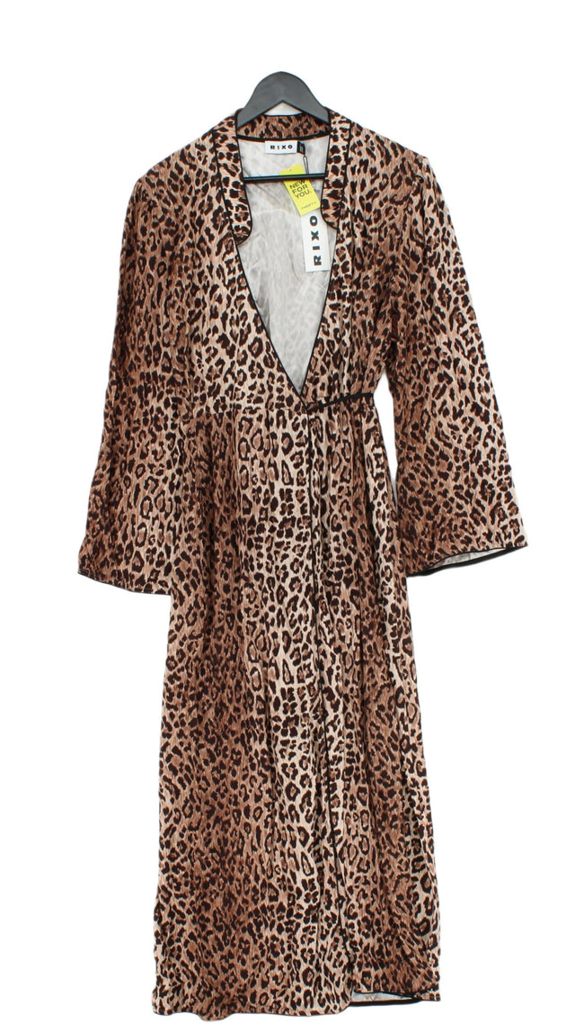 RIXO Women's Maxi Dress UK 16 Brown 100% Viscose