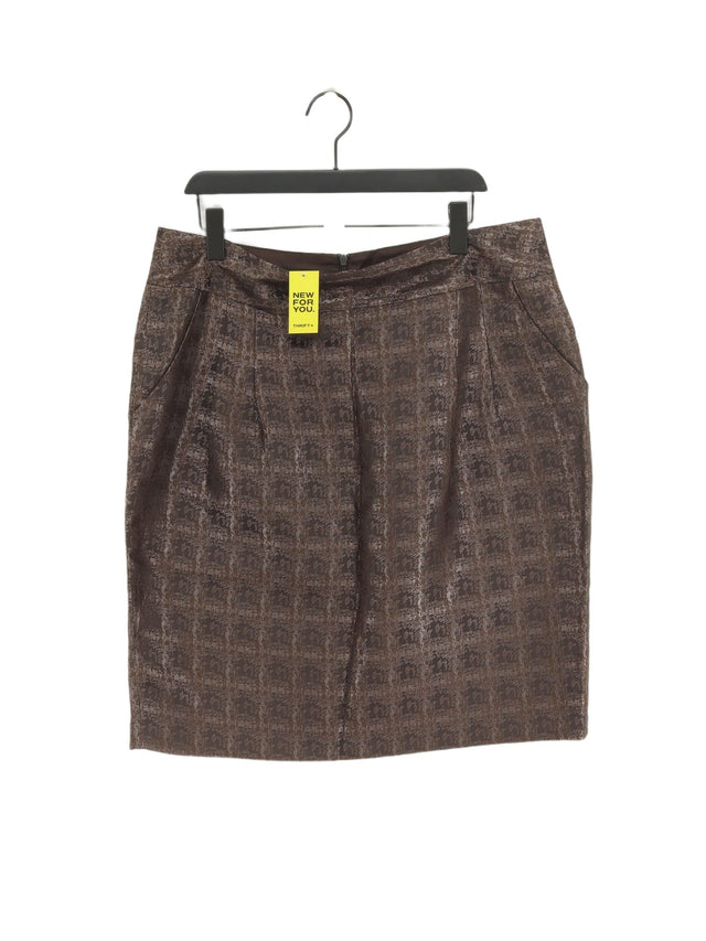 Laura Ashley Women's Midi Skirt UK 18 Brown Polyester with Viscose