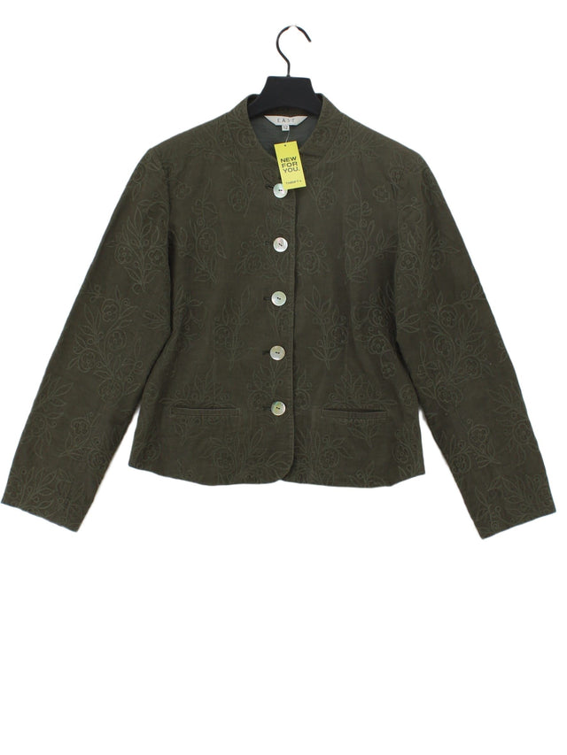 East Women's Blazer UK 12 Green Cotton with Polyester