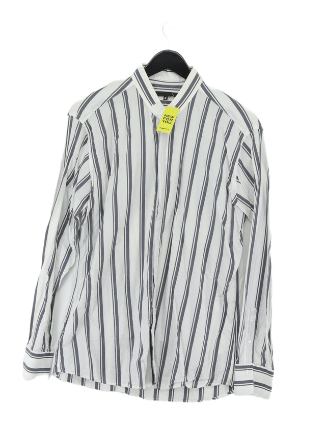 KARL LAGERFELD Men's Shirt Chest: 43 in Grey Cotton with Viscose