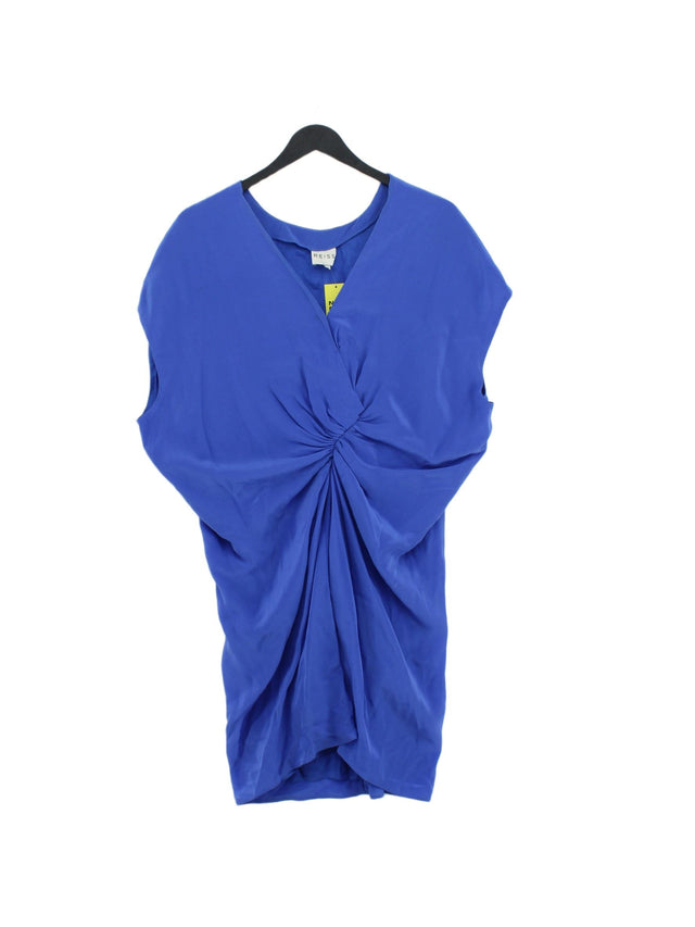 Reiss Women's Midi Dress UK 8 Blue Silk with Viscose