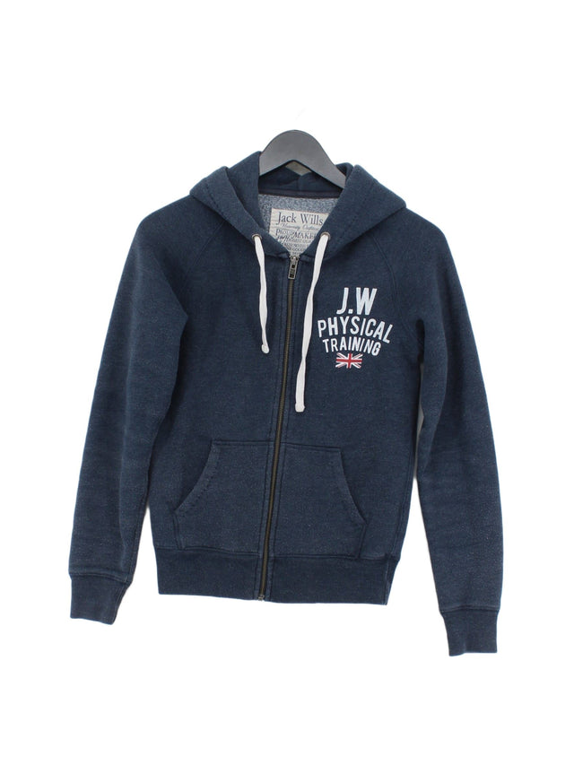 Jack Wills Women's Hoodie UK 8 Blue Cotton with Polyester