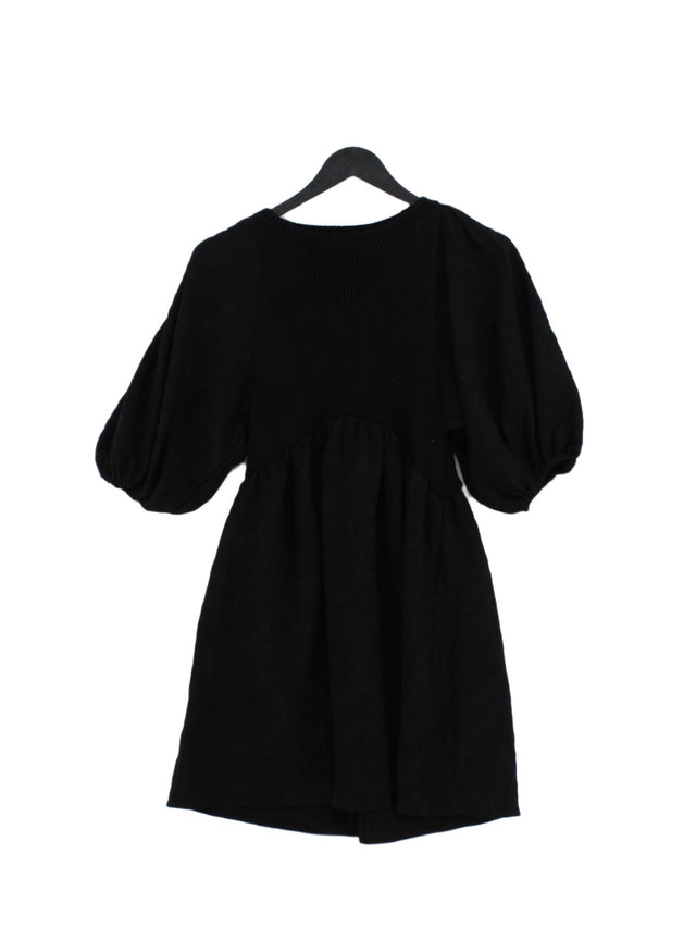 Zara Women's Midi Dress S Black Acrylic with Cotton, Elastane, Polyester