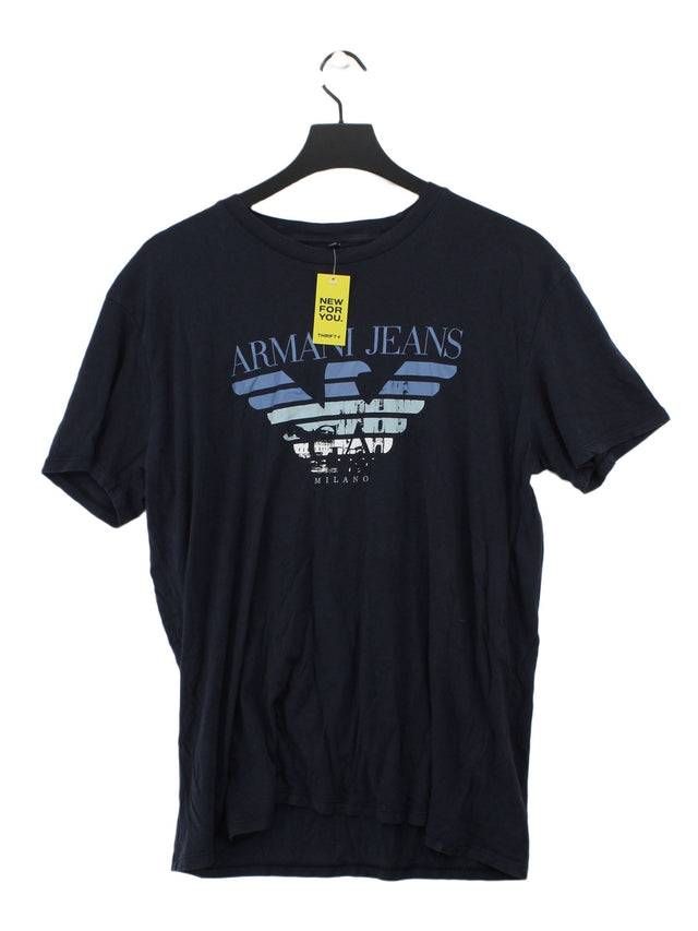 Armani Jeans Men's T-Shirt L Blue 100% Cotton