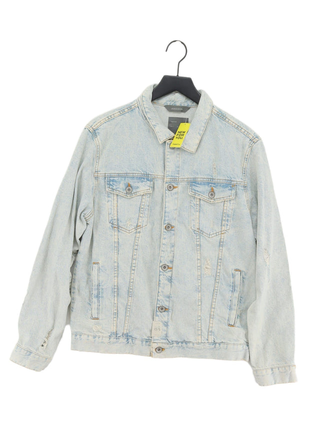 Zara Men's Jacket XL Blue 100% Cotton