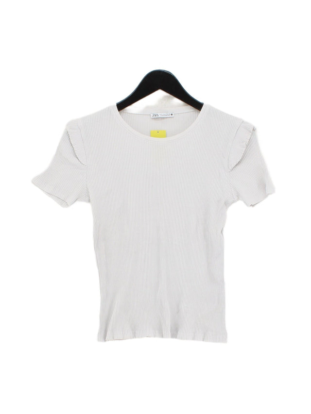 Zara Women's T-Shirt L White Cotton with Elastane