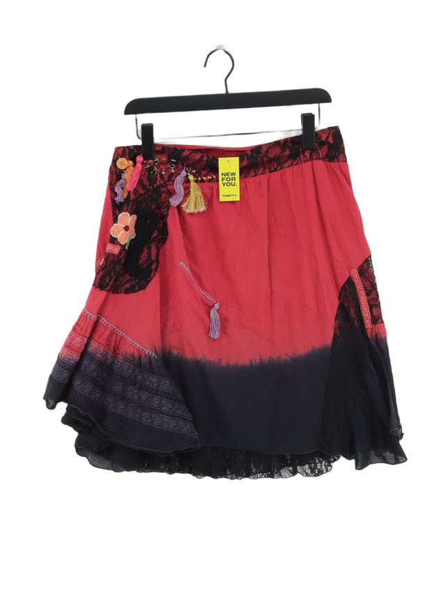 Joe Browns Women's Midi Skirt UK 14 Red 100% Cotton