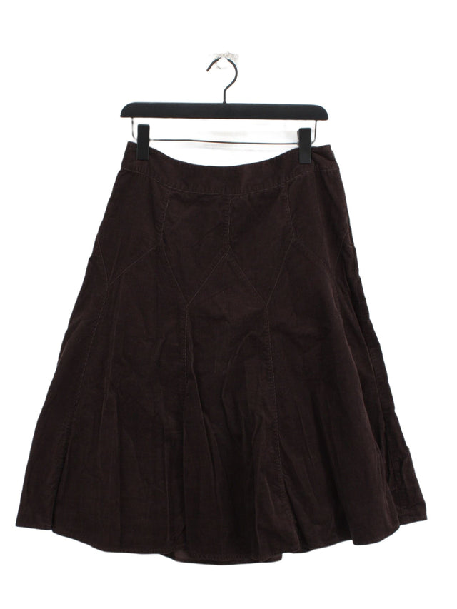 Laura Ashley Women's Midi Skirt UK 12 Brown 100% Cotton