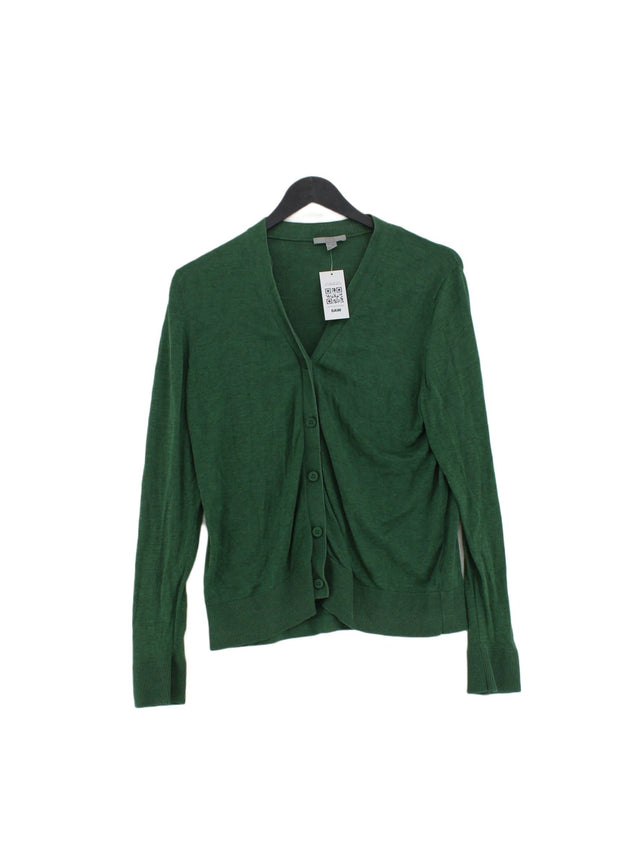 COS Women's Cardigan S Green Silk with Cotton