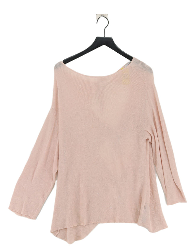 Zara Knitwear Women's Top S Pink Nylon with Polyester, Viscose