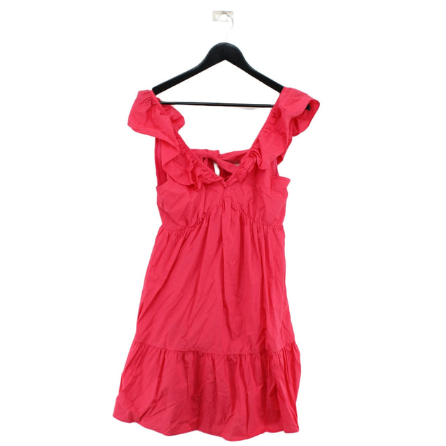 Warehouse Women's Midi Dress UK 12 Pink 100% Cotton