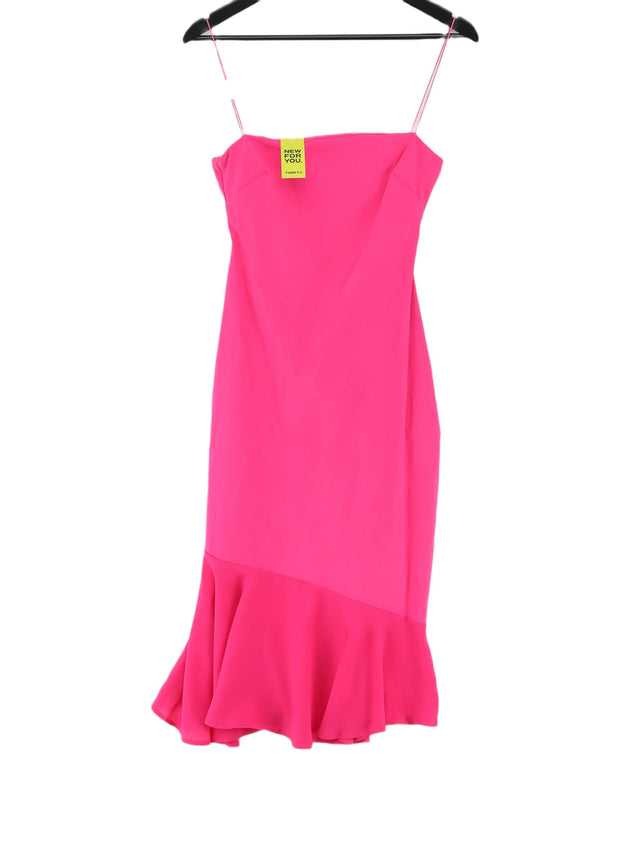 Vesper Women's Midi Dress UK 10 Pink Viscose with Elastane, Polyester, Spandex