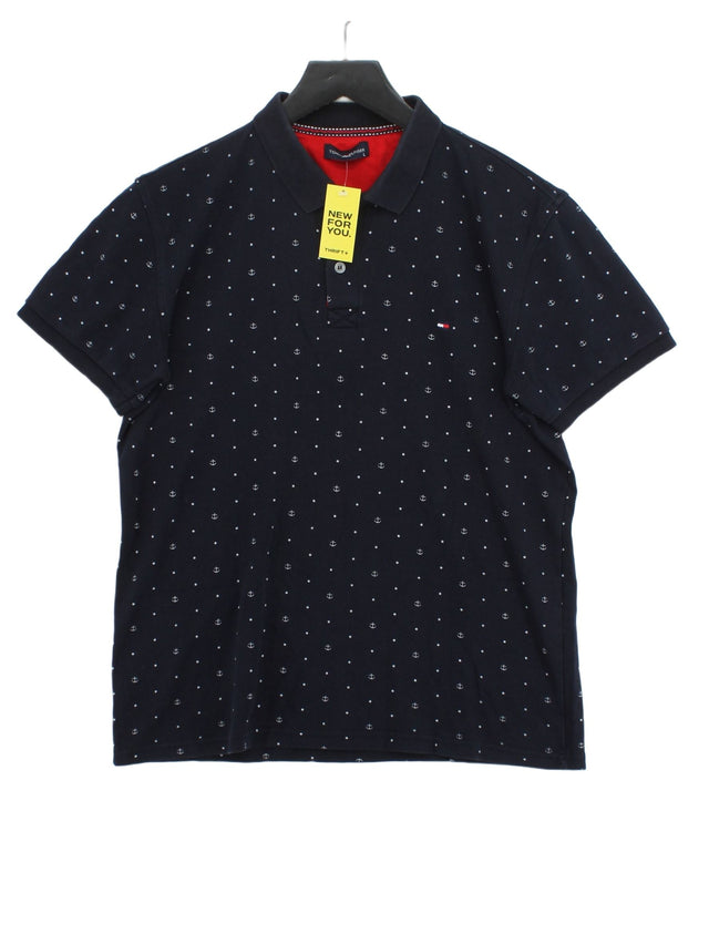 Tommy Hilfiger Men's Polo L Blue 100% Cotton