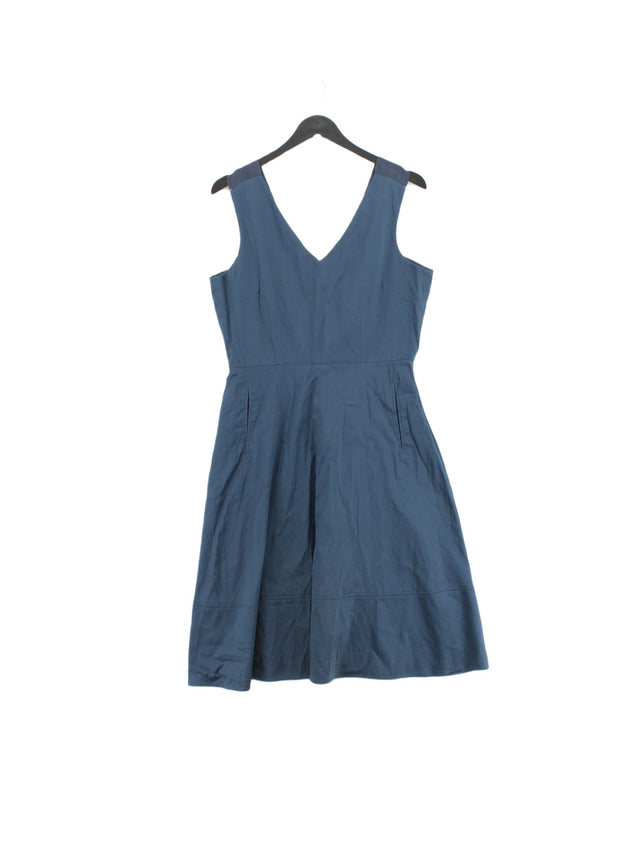 Jigsaw Women's Midi Dress UK 12 Blue Cotton with Elastane