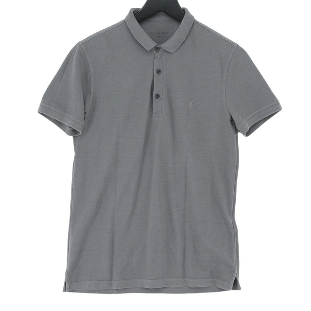 AllSaints Men's Polo S Grey Cotton with Polyester