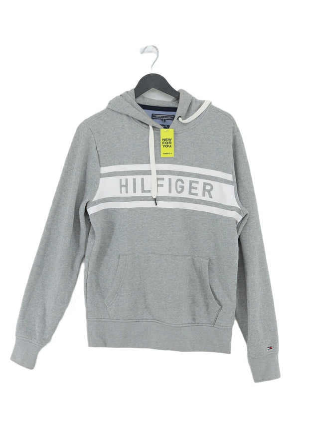 Tommy Hilfiger Men's Hoodie S Grey Cotton with Polyester