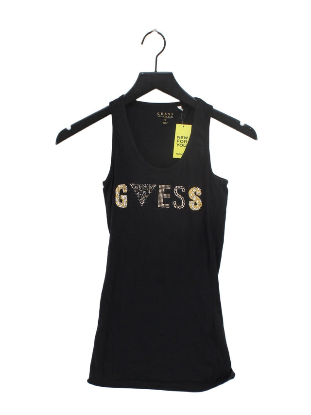 Guess Women's T-Shirt S Black Cotton with Spandex