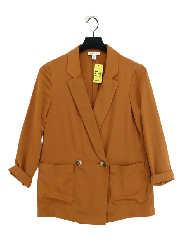 Topshop Women's Blazer UK 8 Orange 100% Polyester