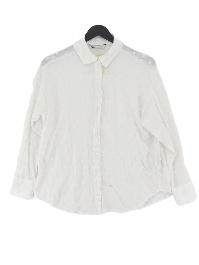 Zara Women's Shirt M White Polyester with Cotton