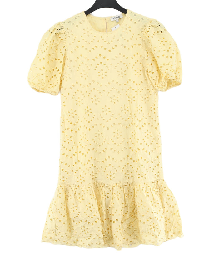 Albaray Women's Midi Dress UK 8 Yellow 100% Cotton