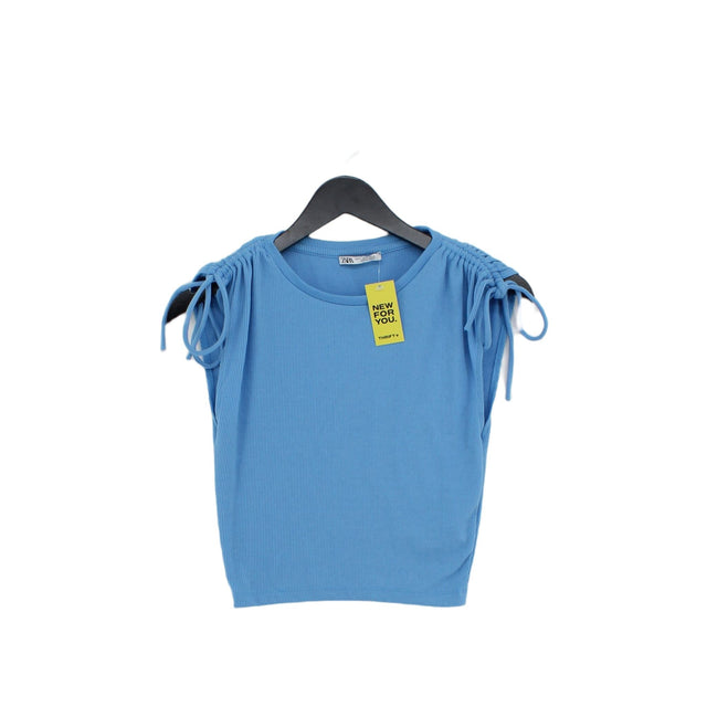 Zara Women's Top S Blue Polyester with Elastane