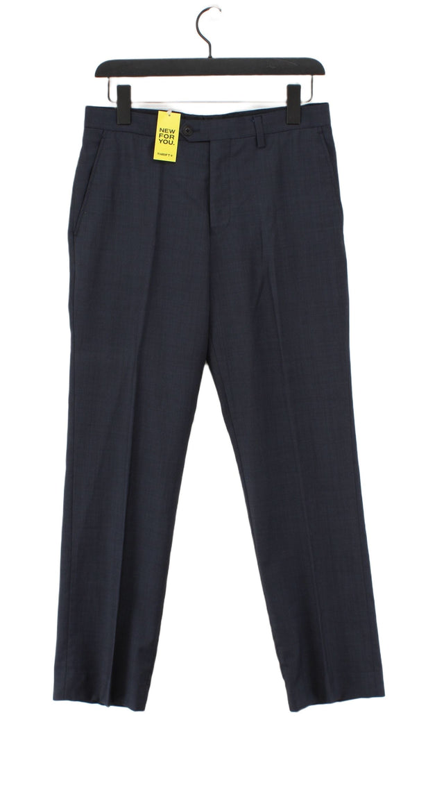 Next Men's Suit Trousers W 30 in Blue Wool with Nylon, Polyester