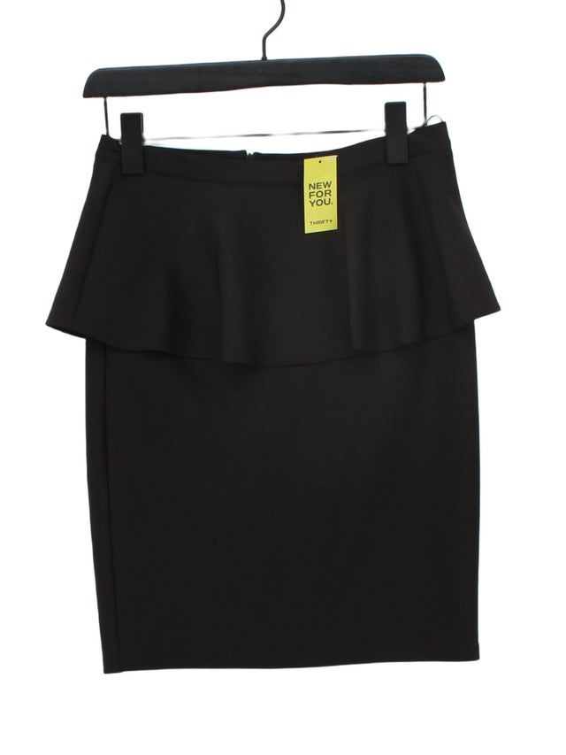 Topshop Women's Midi Skirt UK 10 Black Polyester with Elastane