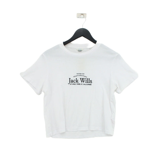 Jack Wills Women's T-Shirt UK 8 White 100% Cotton