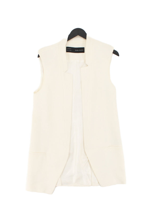 Zara Women's Coat S White Viscose with Cotton