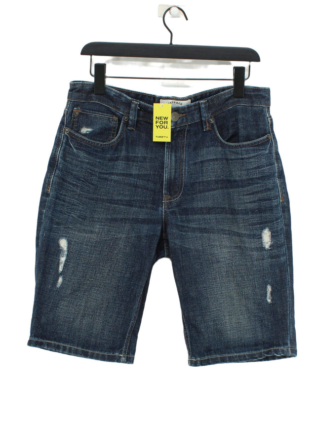 FatFace Men's Shorts W 32 in Blue 100% Cotton