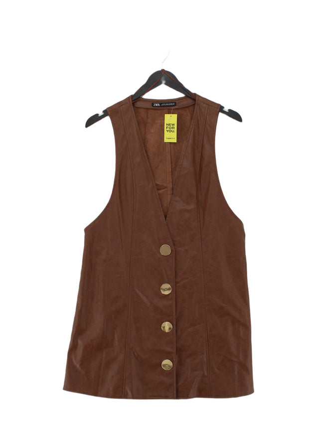 Zara Women's Midi Dress S Brown 100% Polyester