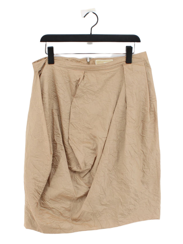 Michael Kors Women's Midi Skirt UK 14 Tan Cotton with Polyester