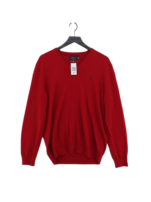 Ralph Lauren Men's Jumper L Red 100% Wool