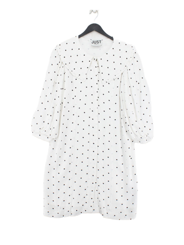 Just Female Women's Midi Dress UK 12 White Viscose with Polyester