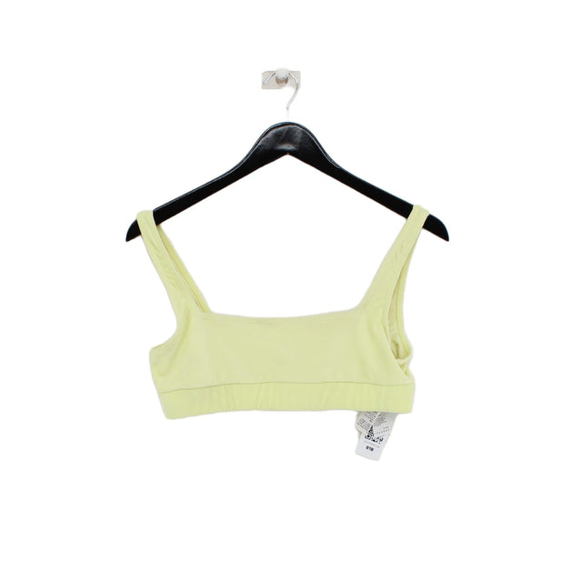 Topshop Women's Top UK 14 Yellow Polyester with Elastane, Polyamide