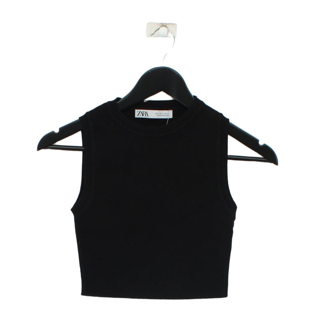 Zara Women's T-Shirt S Black Viscose with Polyamide