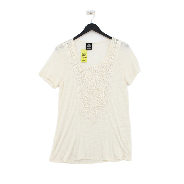 Bobeau Women's T-Shirt L Cream Rayon with Polyester