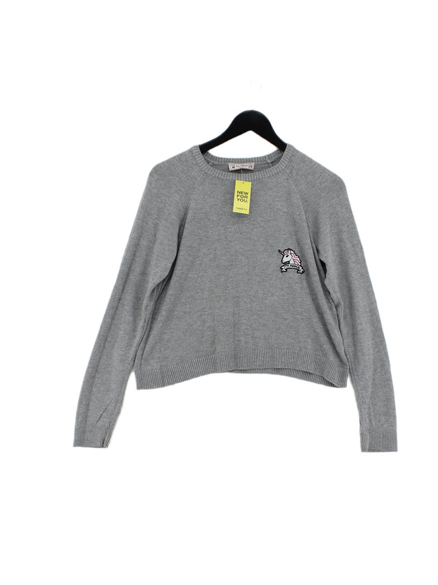 Pull&Bear Women's Jumper M Grey Cotton with Viscose