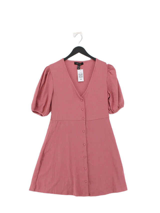 New Look Women's Midi Dress UK 12 Pink Elastane with Polyester