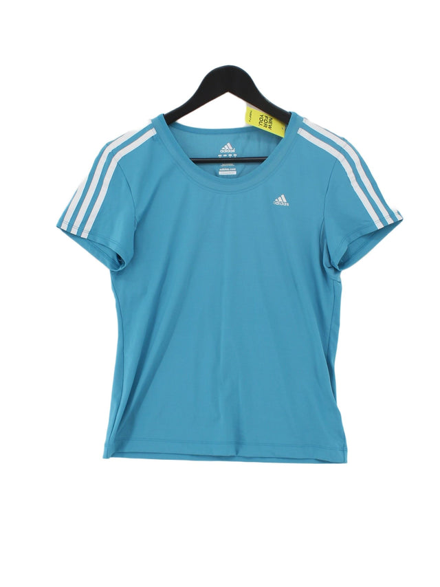 Adidas Women's T-Shirt UK 16 Blue Nylon with Elastane, Polyamide