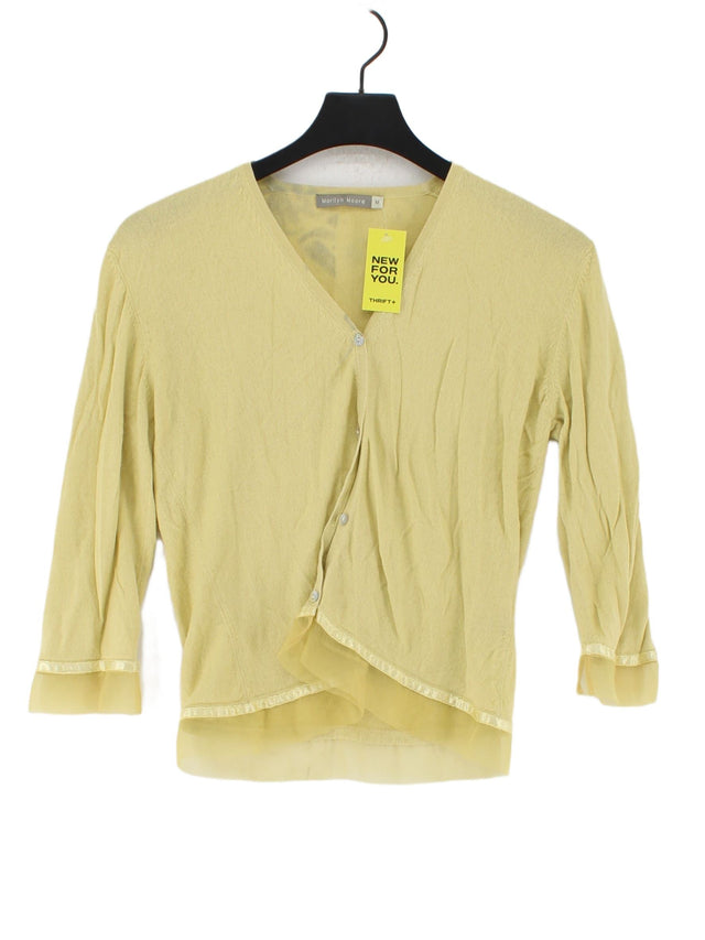 Marilyn Moore Women's Cardigan M Yellow Viscose with Cotton