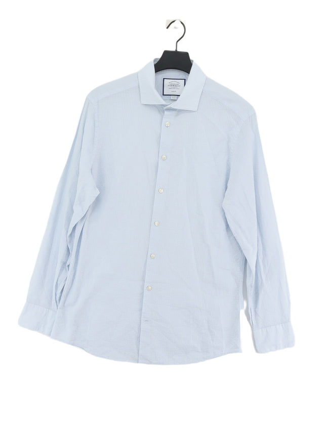 Charles Tyrwhitt Men's Shirt Chest: 34 in Blue Cotton with Lyocell Modal