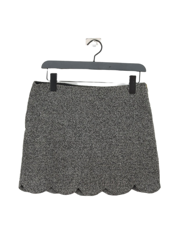 Topshop Women's Mini Skirt UK 10 Grey Cotton with Polyester