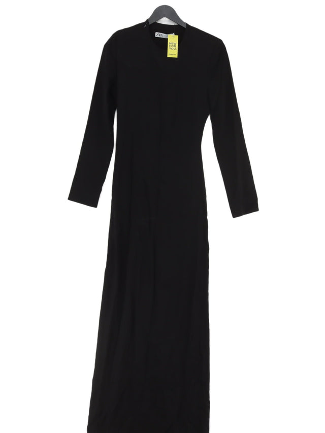 Zara Women's Maxi Dress S Black Viscose with Elastane