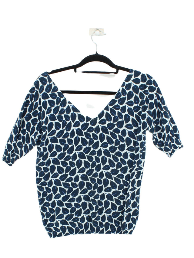 Next Women's Top UK 12 Blue Cotton with Nylon, Viscose