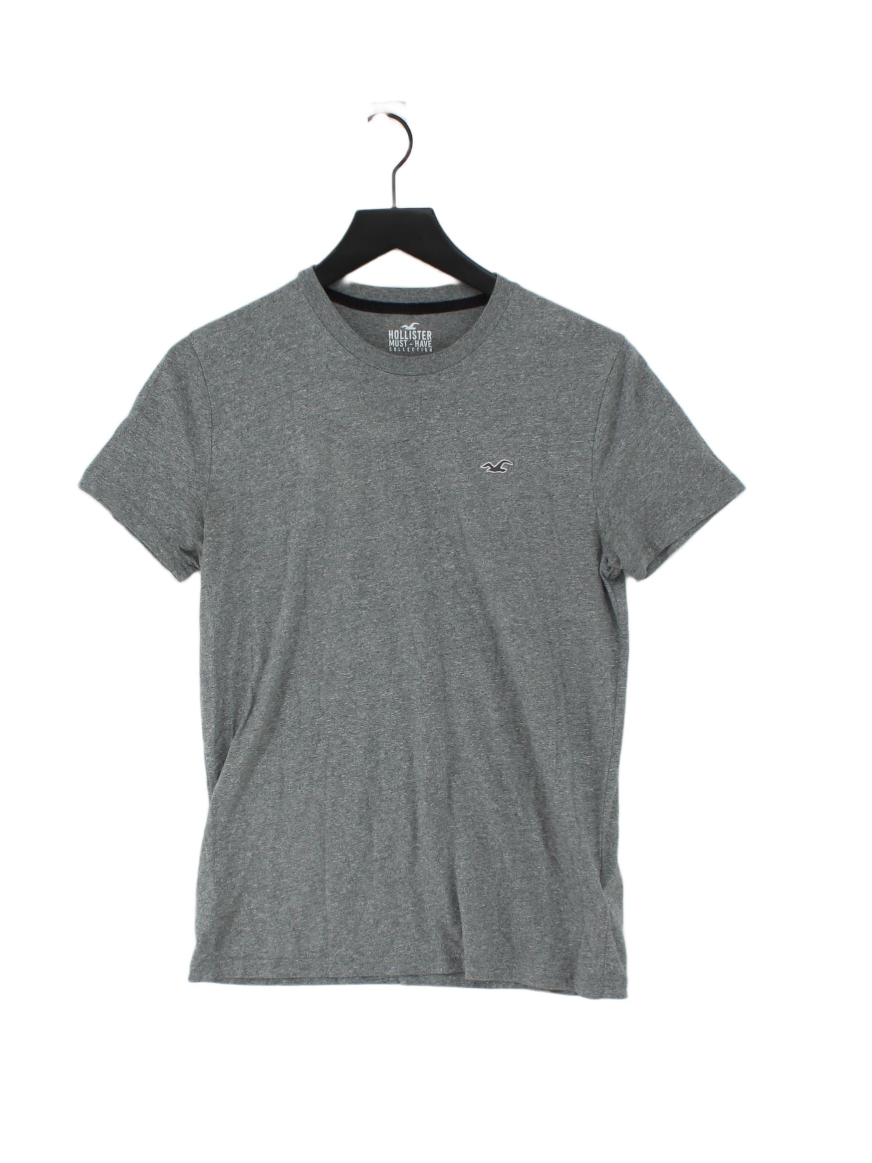 Hollister Women's T-Shirt S Grey Cotton with Polyester